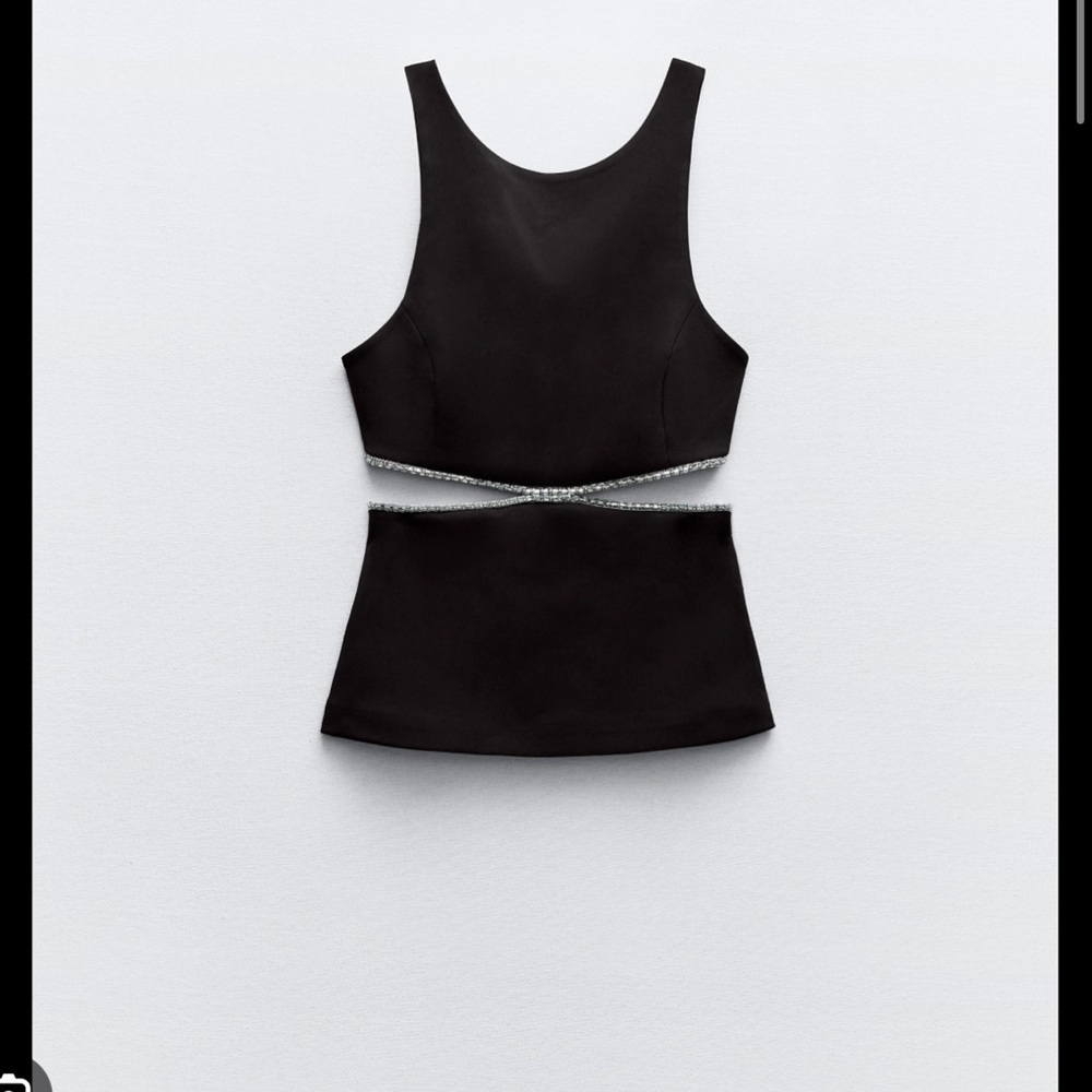 Zara Black Tank Top with Silver Detailing